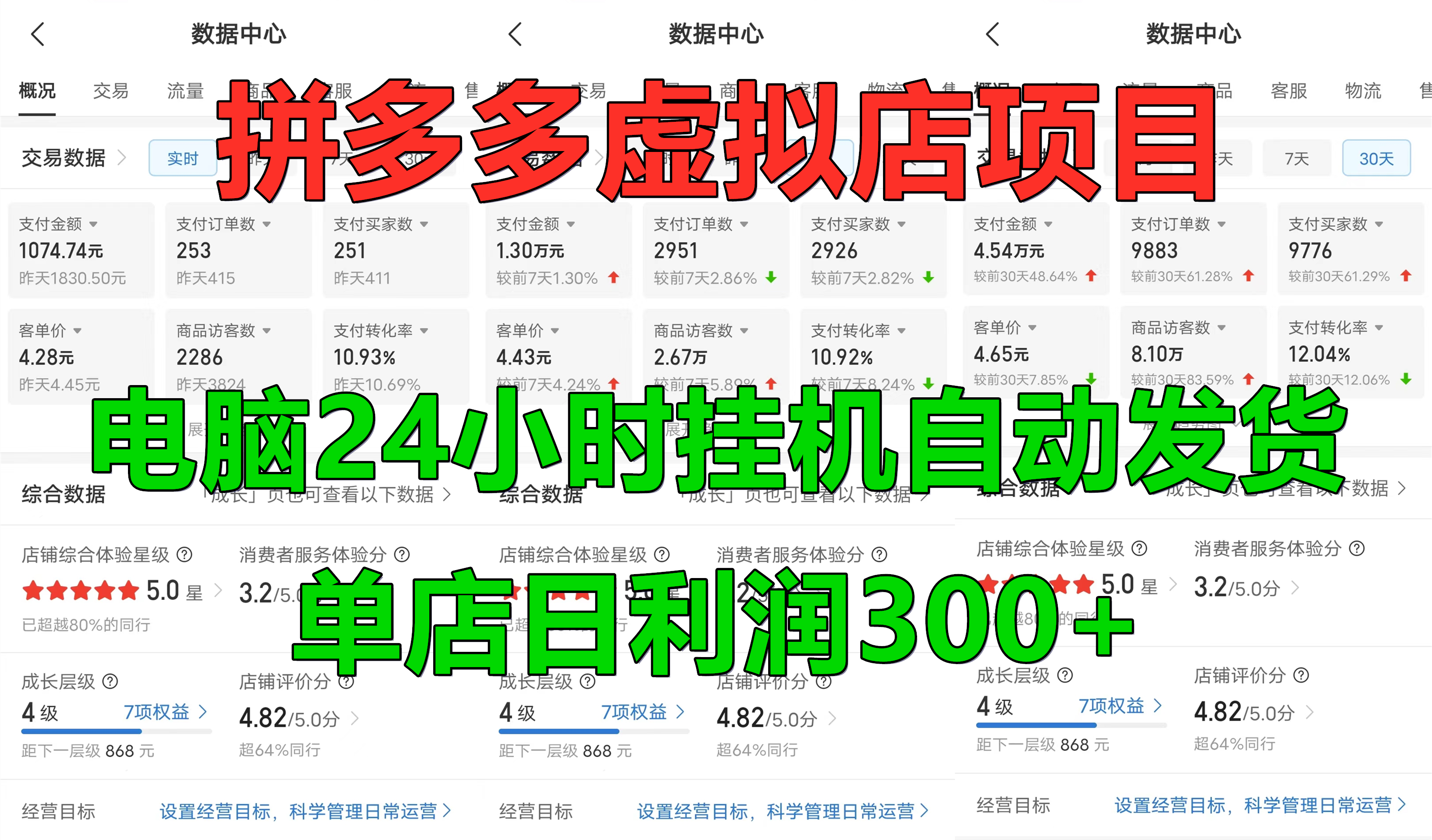拼多多虚拟店项目，电脑挂机自动发货，单店日利润300+，可放大操作-创盟网